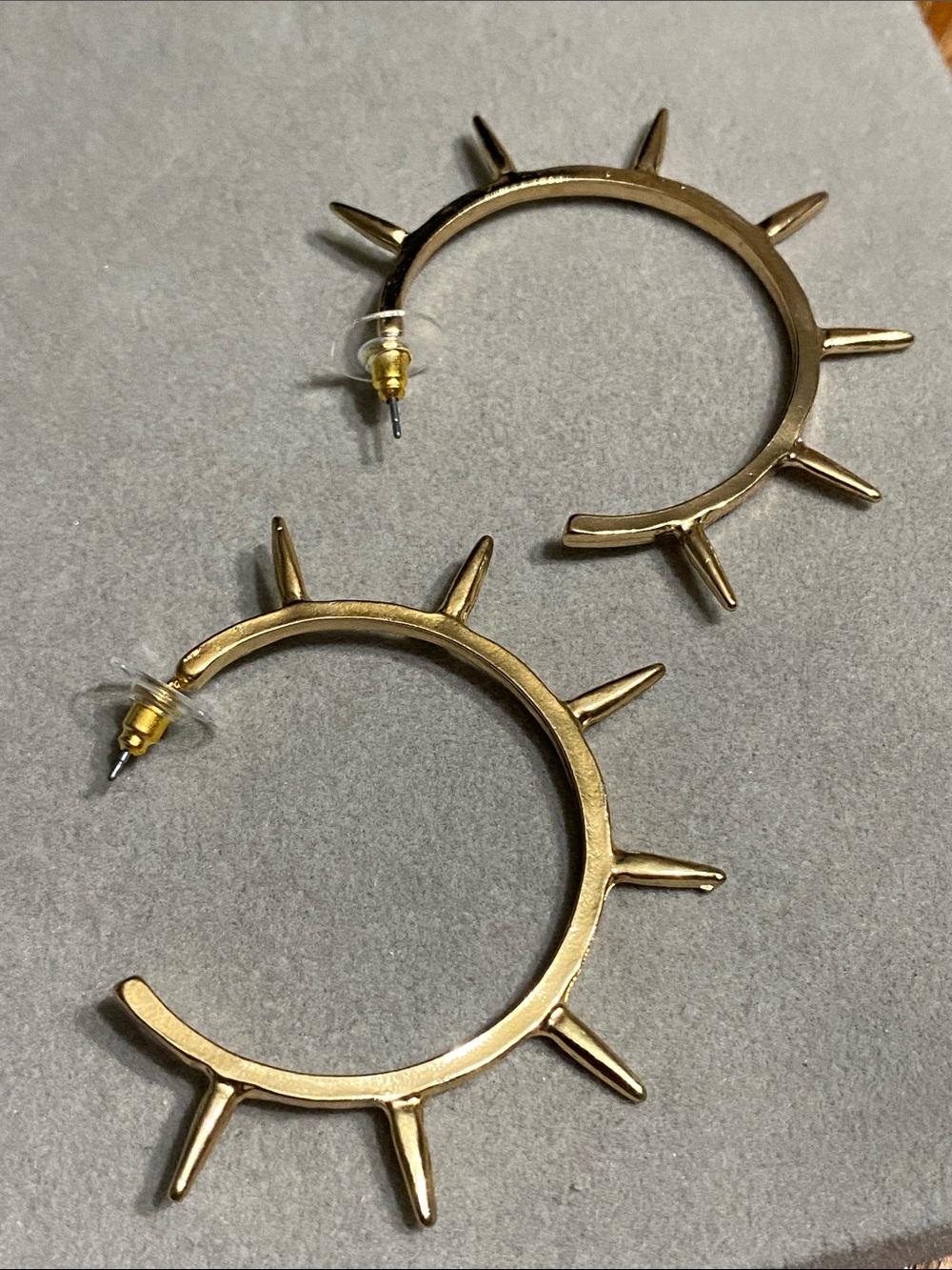 Gold Spike Hoop Earrings